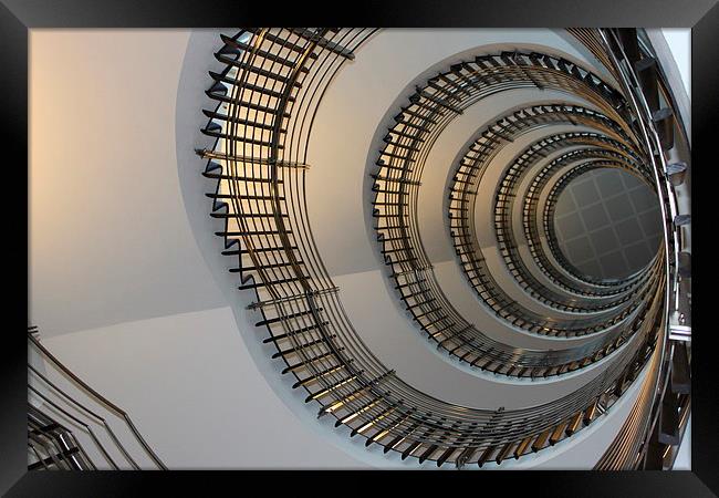 Stairwell vertical gold white grey Framed Print by Alasdair Rose