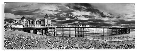 Penarth Pier Panorama Monochrome Acrylic by Steve Purnell