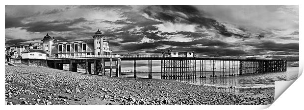 Penarth Pier Panorama Monochrome Print by Steve Purnell