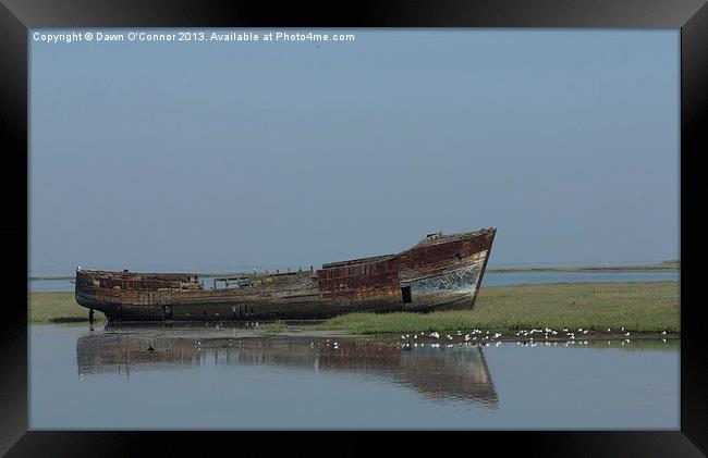 River Medway Wreck Framed Print by Dawn O'Connor