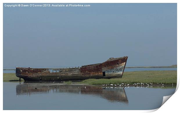 River Medway Wreck Print by Dawn O'Connor
