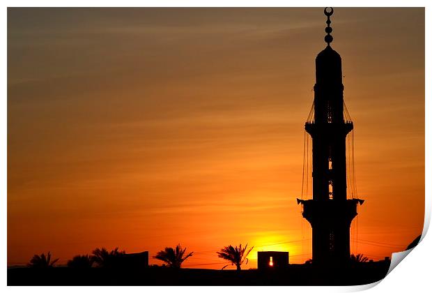 Sunset over Egyption Mosque Print by mike wingrove