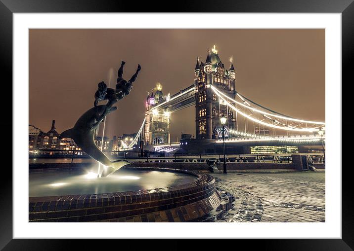 Tower Bridge and Dolphin Framed Mounted Print by Ian Hufton