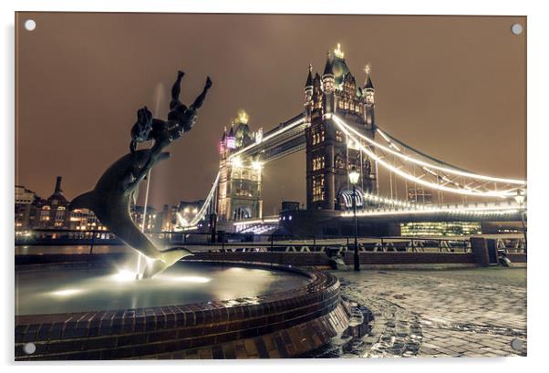 Tower Bridge and Dolphin Acrylic by Ian Hufton