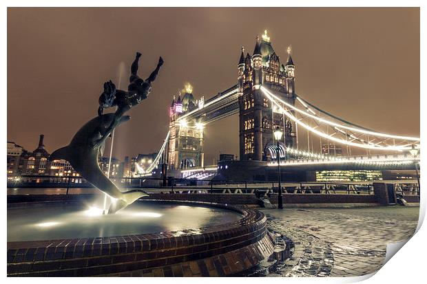 Tower Bridge and Dolphin Print by Ian Hufton