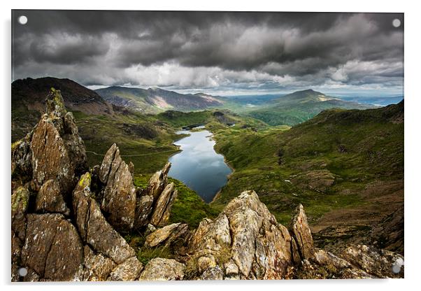 Llyn Llydaw landscape Acrylic by Creative Photography Wales