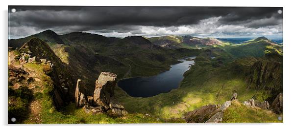 Llyn Llydaw panorama Acrylic by Creative Photography Wales