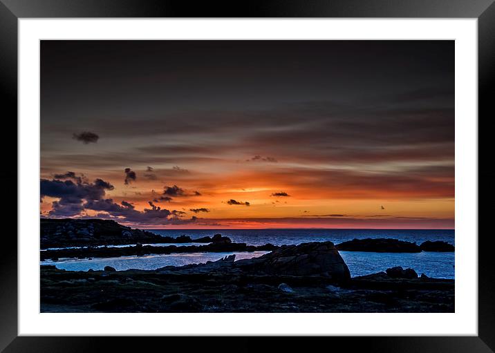 Scilly Isle Sunset Framed Mounted Print by David Martin
