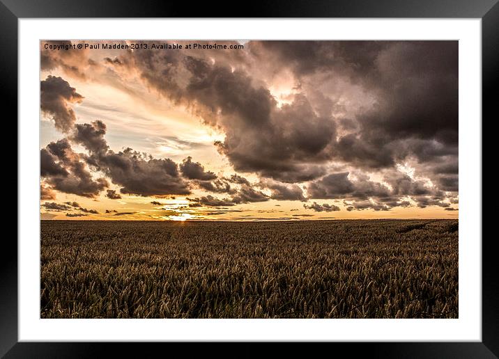 Sunset over the meadow Framed Mounted Print by Paul Madden