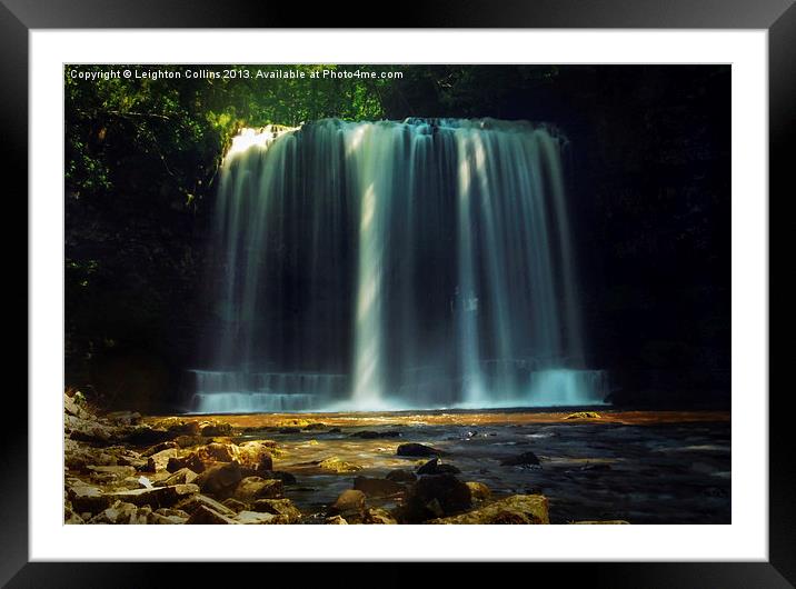 Waterfall county, South Wales Framed Mounted Print by Leighton Collins