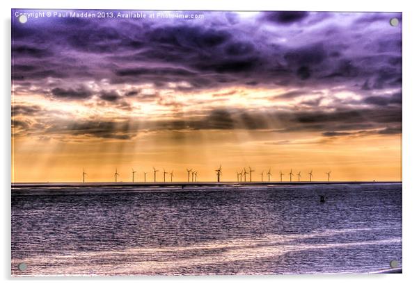 Irish Sea Wind Farm Acrylic by Paul Madden