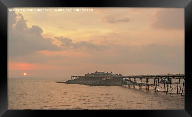 Birnbeck pier sunset. Framed Print by John Morgan
