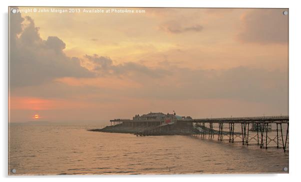 Birnbeck pier sunset. Acrylic by John Morgan