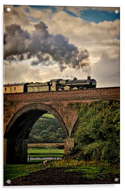 Nunney Castle 5029 Steam Train. Acrylic by Becky Dix