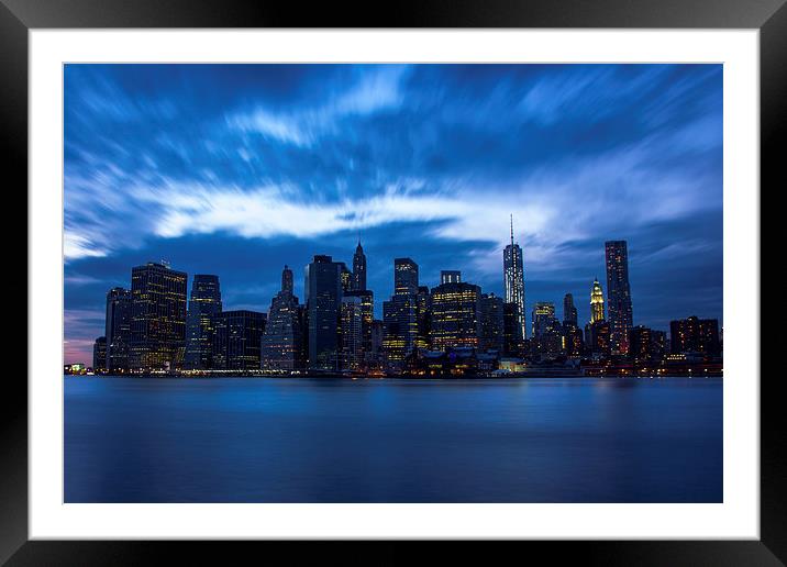 Manhattan Skyline Framed Mounted Print by Jed Pearson