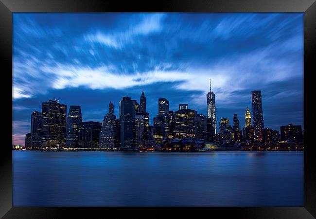 Manhattan Skyline Framed Print by Jed Pearson