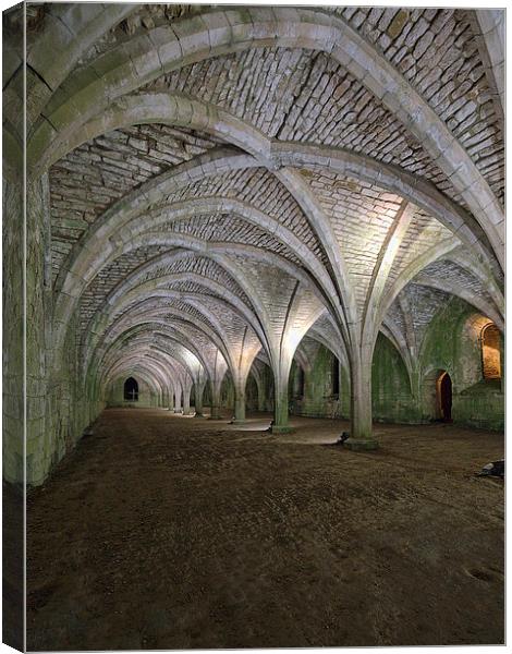 west range at Fountains abbey  north yorkshire Canvas Print by simon sugden
