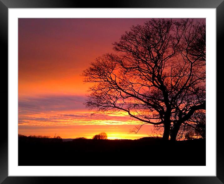 Derbyshire Sunset Framed Mounted Print by Laura Kenny