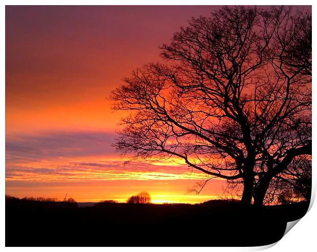 Derbyshire Sunset Print by Laura Kenny