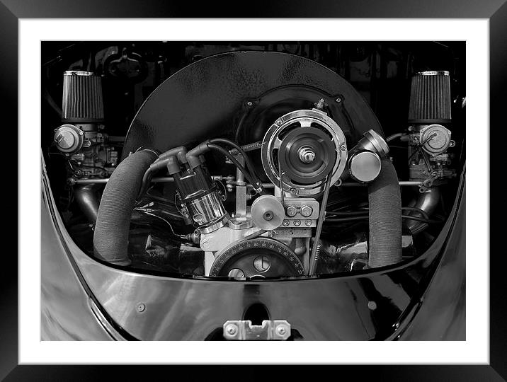 Volkswagen beetle engine Framed Mounted Print by Carl Shellis