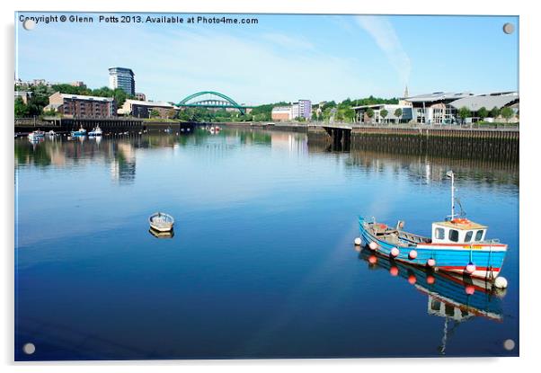 River Wear Sunderland Boats Blues Acrylic by Glenn Potts