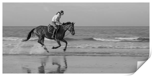 Galloping horse on a beach Print by Ian Jones