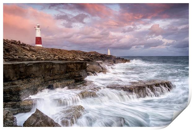 Stormy Sunset at Portland Bill Print by Chris Frost