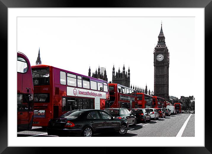 Buses on Westminster Bridge Framed Mounted Print by Dean Messenger