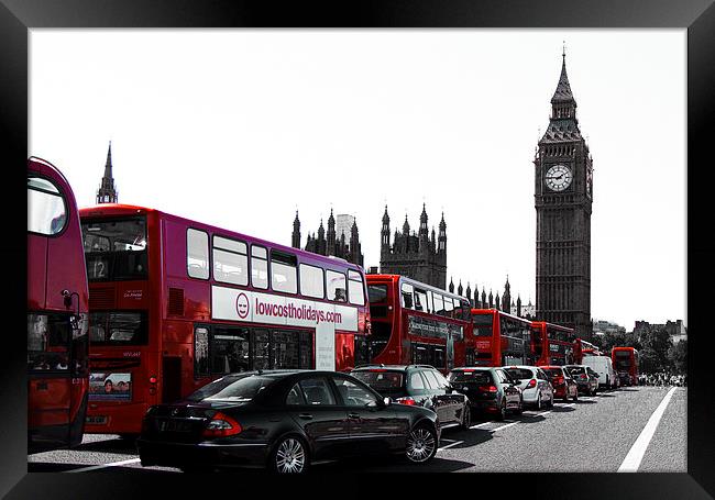 Buses on Westminster Bridge Framed Print by Dean Messenger