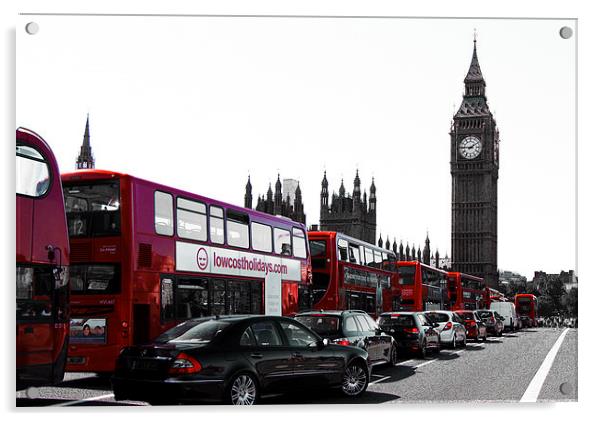 Buses on Westminster Bridge Acrylic by Dean Messenger