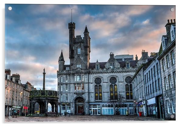 Aberdeen Castlegate Sunrise Acrylic by Michael Moverley