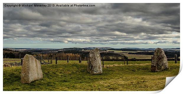 Easter Aquhorthies Stone Circle Print by Michael Moverley
