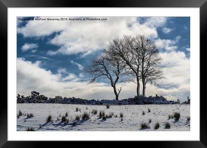 Snowy Lone Tree Framed Mounted Print by Michael Moverley
