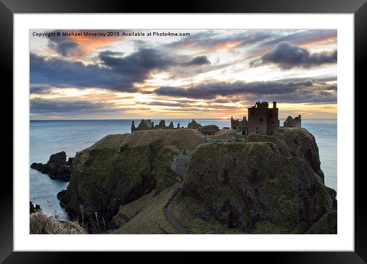 Dunnottar Castle nr Stonehaven at Sunrise Framed Mounted Print by Michael Moverley