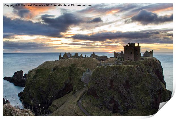 Dunnottar Castle nr Stonehaven at Sunrise Print by Michael Moverley