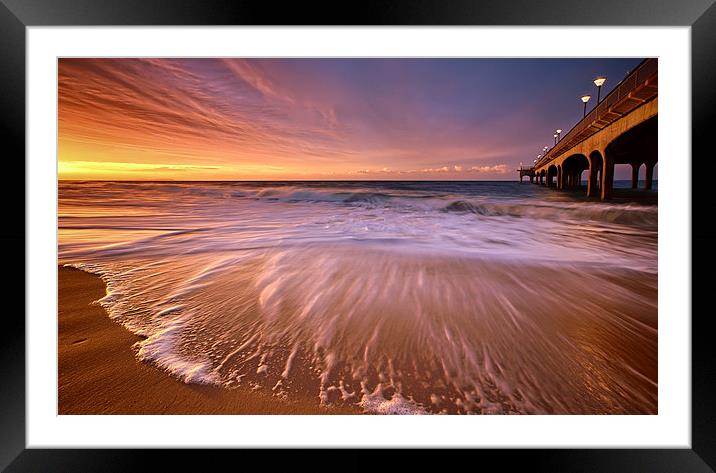 Colourful Pier Sunrise Framed Mounted Print by Jennie Franklin