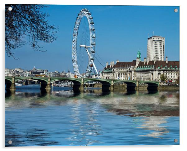 London Eye Westminster Bridge Acrylic by David French