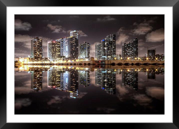 Miami Skyline Framed Mounted Print by Robert Pettitt