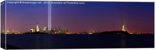 9/11 Tribute in Light from Liberty Park Canvas Print by Sharpimage NET