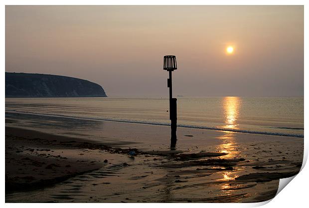 Sunrise over Swanage Bay, Dorset Print by Darren Galpin