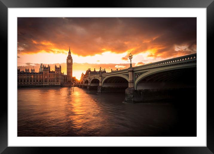 Big Ben and Westminster Bridge Framed Mounted Print by liam young