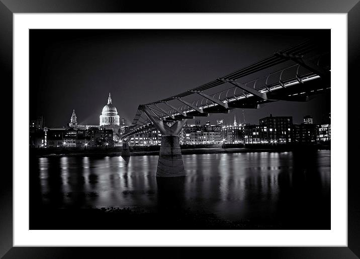 Millennium Bridge & St Pauls Cathedral Framed Mounted Print by Phil Clements