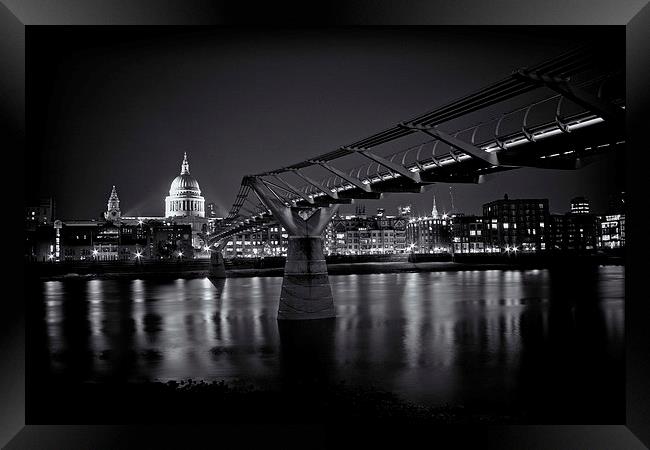 Millennium Bridge & St Pauls Cathedral Framed Print by Phil Clements