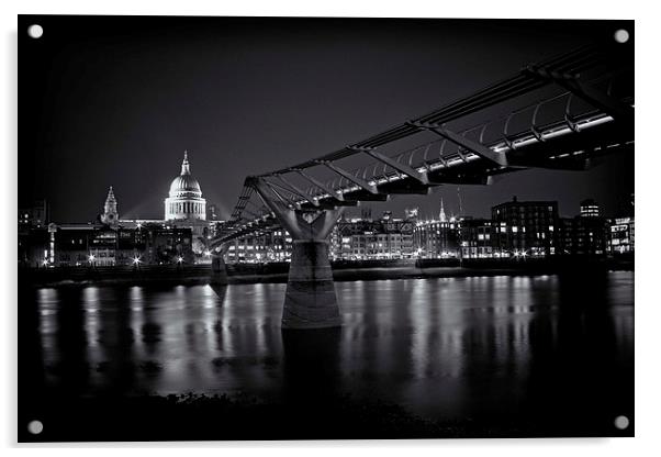 Millennium Bridge & St Pauls Cathedral Acrylic by Phil Clements