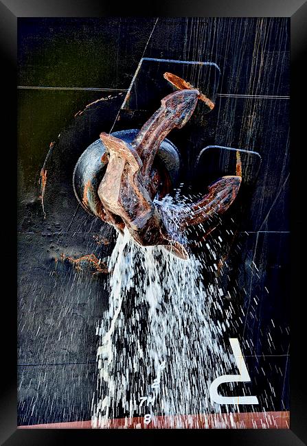 Ships anchor being washed down Framed Print by Frank Irwin