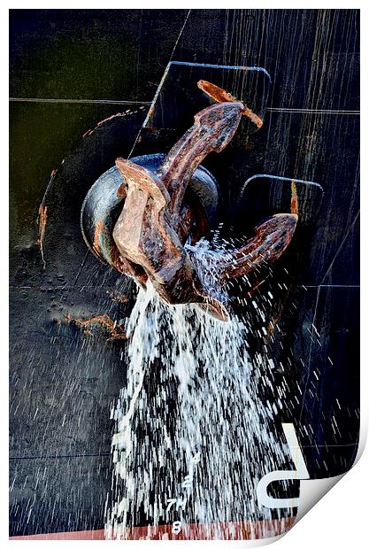 Ships anchor being washed down Print by Frank Irwin