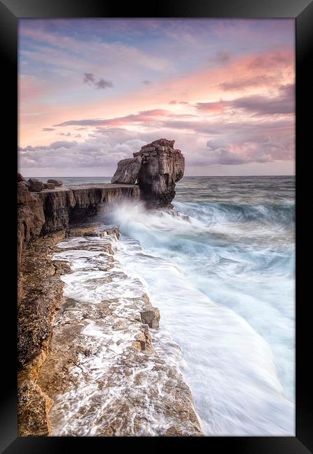 Autumn storms at Portlands Pulpit Rock Framed Print by Chris Frost