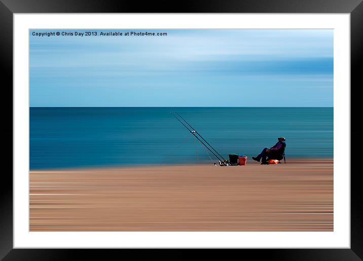 Lone Angler Framed Mounted Print by Chris Day