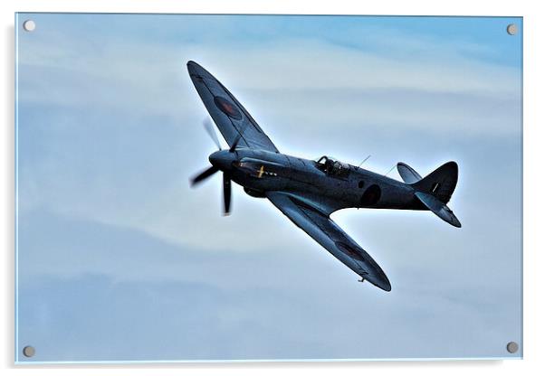 Supermarine Spitfire Watercolour Texture Acrylic by Bill Simpson