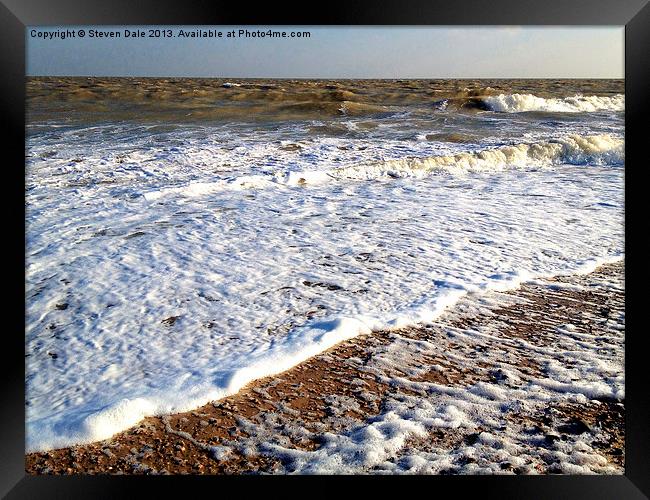 Waves crashing beach Framed Print by Steven Dale